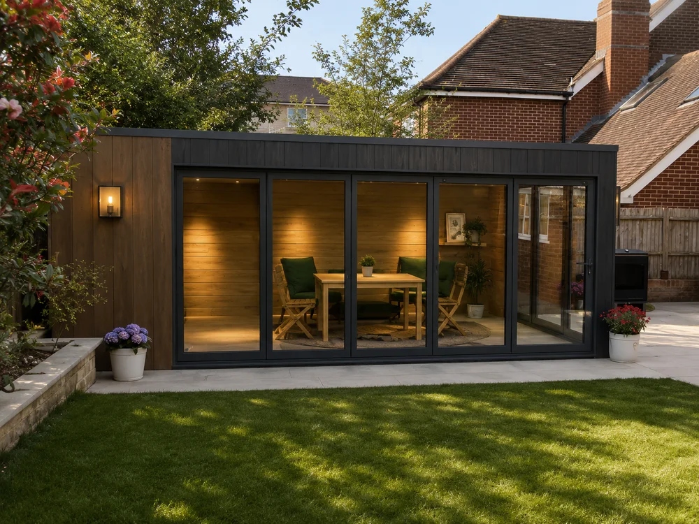 Contemporary garden studio with roof lantern in Ampthill