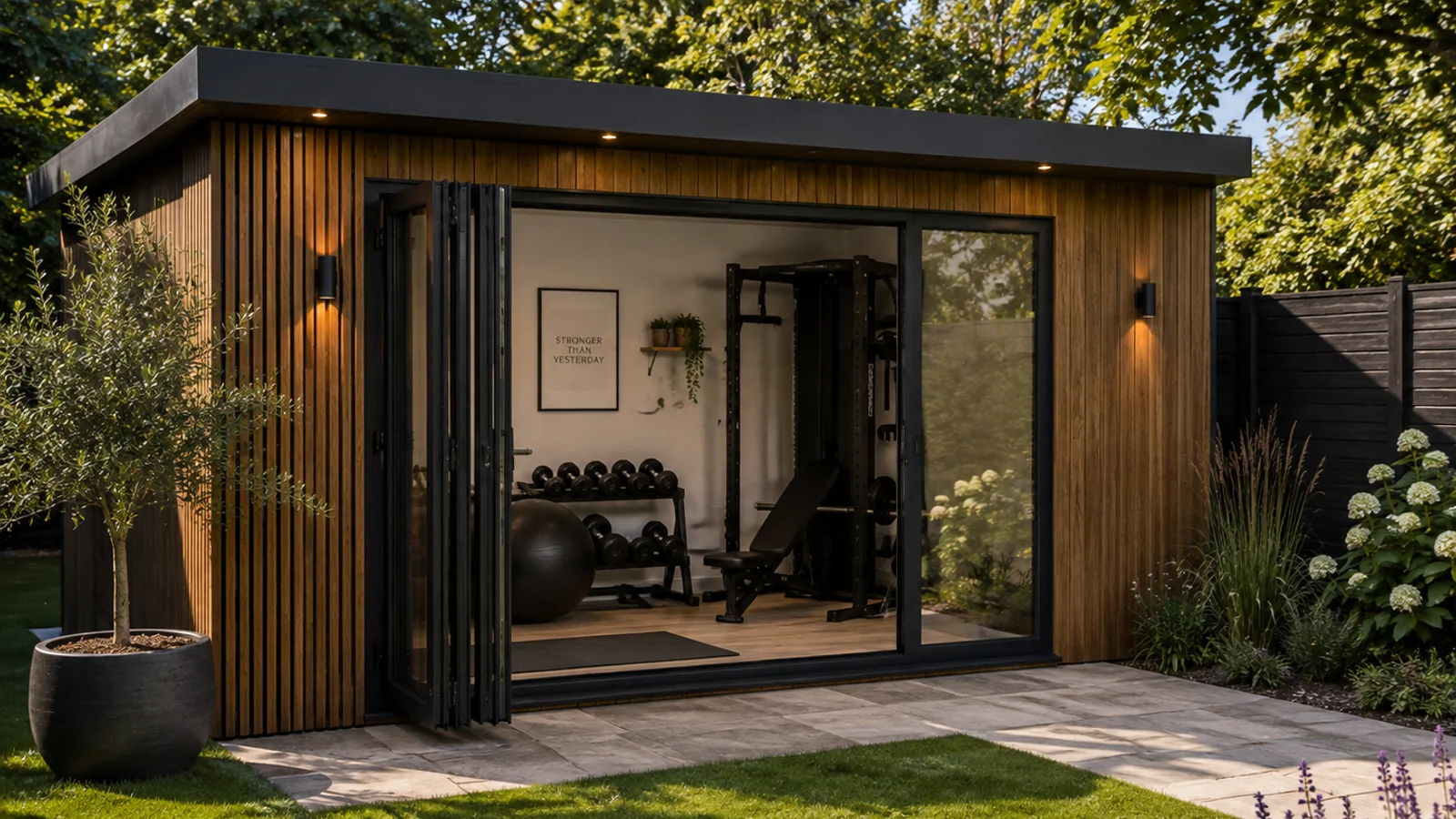 Homeowner and designer reviewing an itemised garden room quote at a table
