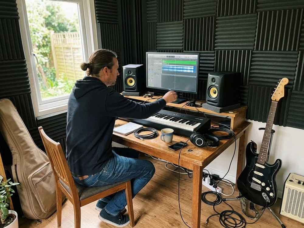 Music studio garden room with acoustic detailing in Biggleswade
