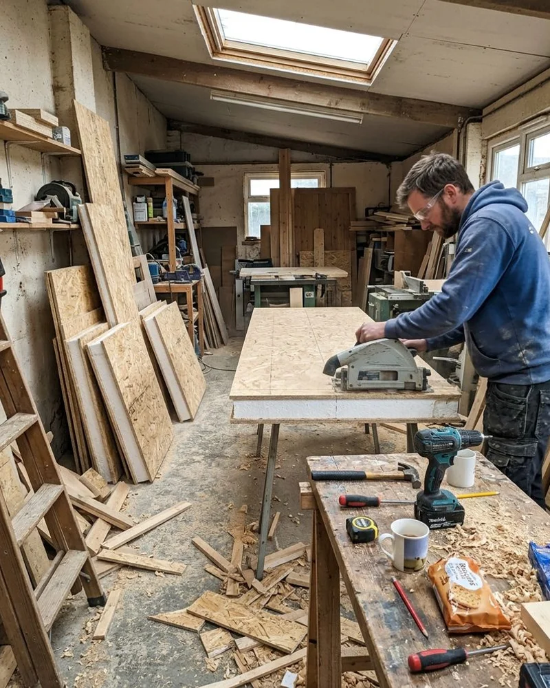 Workshop where SIPs panels are cut and prepared for garden room builds